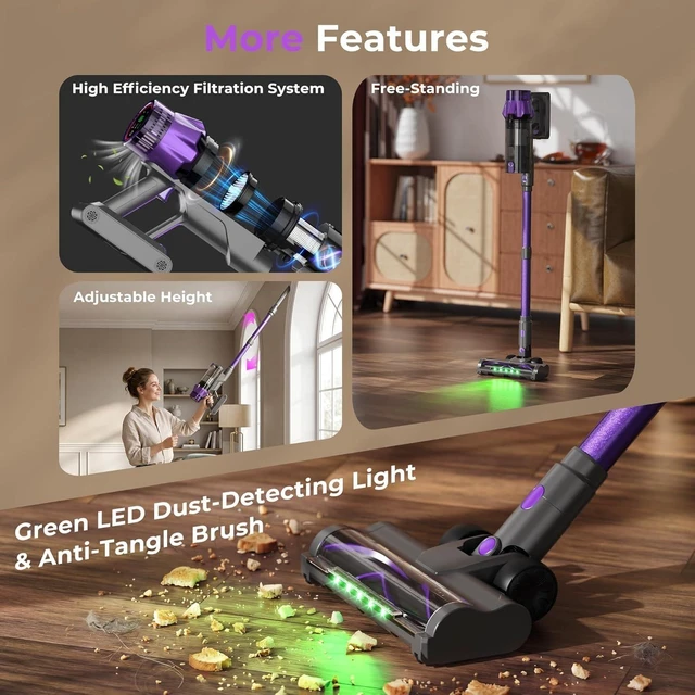 Alt view image 7 of 7 - Cordless Vacuum Cleaner for Pet Hair, Powerful Suction, Up to 70Min Runtime