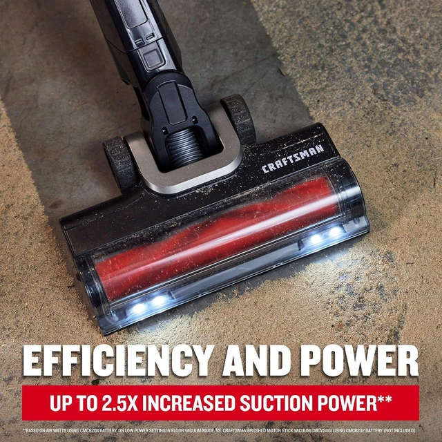 Alt view image 4 of 7 - CRAFTSMAN V20 Stick Vacuum Cordless Rechargeable,3 Speed, Lightweight, Powerful Suction, Brushless, Extended Runtime, Battery and Charger Included (CMCVS501M1)