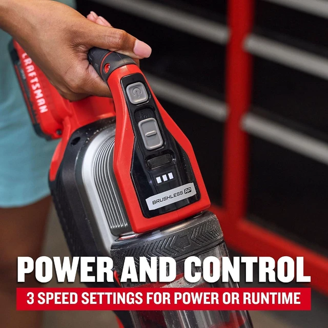 Alt view image 6 of 7 - CRAFTSMAN V20 Stick Vacuum Cordless Rechargeable,3 Speed, Lightweight, Powerful Suction, Brushless, Extended Runtime, Battery and Charger Included (CMCVS501M1)
