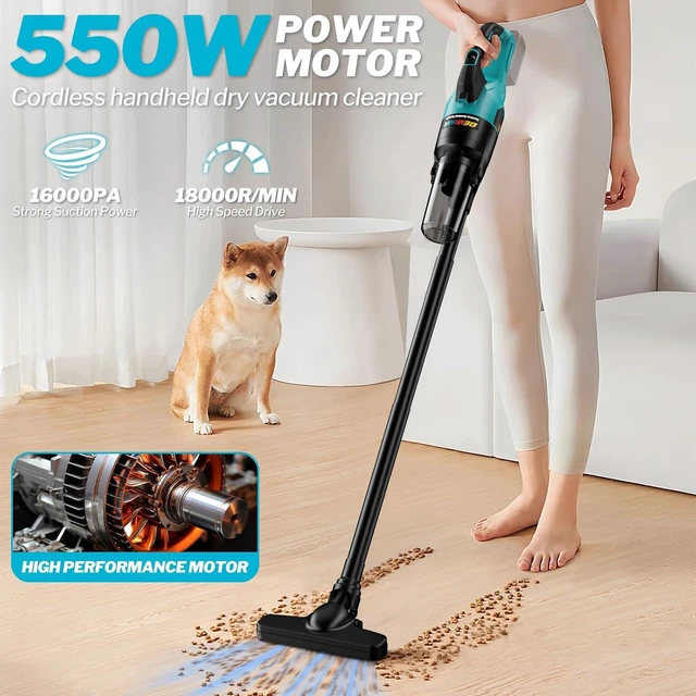 Alt view image 2 of 7 - Cordless Vacuum Cleaner for Makita 18V Battery, 6 in 1 Handheld Electric Vacuum Cleaner with HEPA Filter and LED Light, 46 CFM Portable Hand Vacuum for Floor, Carpet, Car (Battery Not Included)