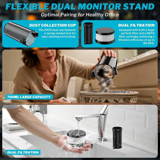 Alt view image 5 of 7 - Cordless Vacuum Cleaner for Makita 18V Battery, 6 in 1 Handheld Electric Vacuum Cleaner with HEPA Filter and LED Light, 46 CFM Portable Hand Vacuum for Floor, Carpet, Car (Battery Not Included)