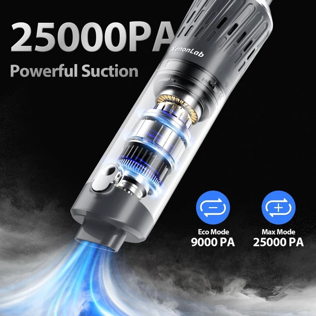 Alt view image 2 of 7 - Handheld Vacuum Cordless 25000Pa Car Vacuum 3-in-1 Handheld Vacuum, Includes Smart Display and Charging Base Hand Vac Cordless Rechargeable One-Touch Empty for Home/Pet/Car (Silver)