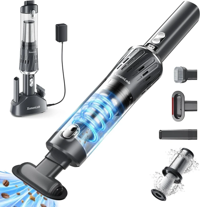 Main image of Handheld Vacuum Cordless 25000Pa Car Vacuum 3-in-1 Handheld Vacuum, Includes Smart Display and Charging Base Hand Vac Cordless Rechargeable One-Touch Empty for Home/Pet/Car (Silver)