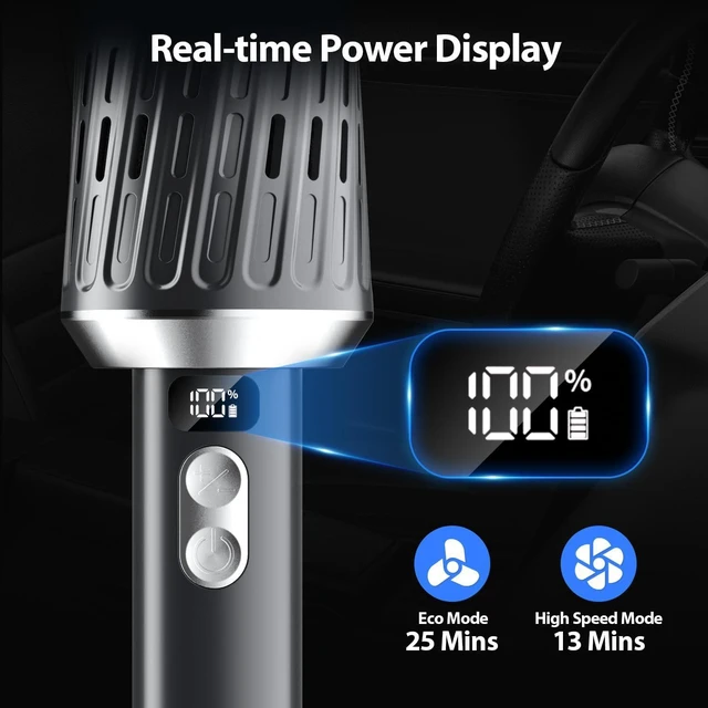 Alt view image 3 of 7 - Handheld Vacuum Cordless 25000Pa Car Vacuum 3-in-1 Handheld Vacuum, Includes Smart Display and Charging Base Hand Vac Cordless Rechargeable One-Touch Empty for Home/Pet/Car (Silver)