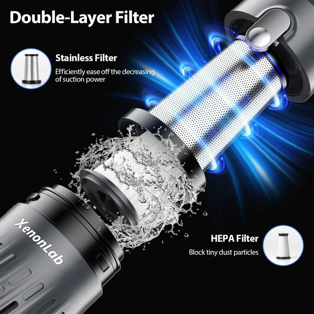 Alt view image 6 of 7 - Handheld Vacuum Cordless 25000Pa Car Vacuum 3-in-1 Handheld Vacuum, Includes Smart Display and Charging Base Hand Vac Cordless Rechargeable One-Touch Empty for Home/Pet/Car (Silver)