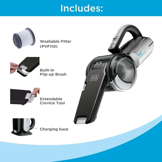 Alt view image 2 of 7 - BLACK+DECKER dust buster PIVOT VAC Handheld Vacuum Cordless, Car Vacuum Portable Rechargeable, Extendible Crevice Tool and 200 Degree Pivoting Nozzle, Strong Suction, Lightweight (BDH2000PL)