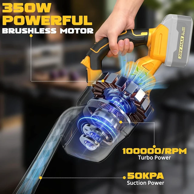 Alt view image 4 of 7 - Cordless Vacuum Cleaner Compatible with Dewalt 20V Battery (No Battery), 50kPa 125AW Strong Suction | 5 HEPA Filters | 4-in-1 Nozzle | 65CFM Brushless Handheld Vacuum for Home, Car, Pet (Tool Only)