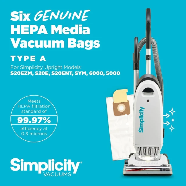Alt view image 2 of 6 - Simplicity Vacuum Bags Type A, SAH-6 Hepa Vacuum Replacement Bags, 6-Pack