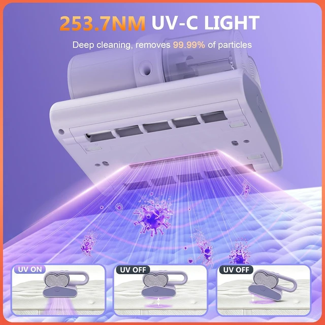 Alt view image 3 of 7 - Mattress Vacuum Cleaner, 16Kpa Bed Vacuum with 253.7nm UVC Light