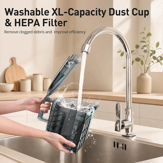 Alt view image 4 of 6 - Canister Vacuum Cleaner, 1600W 40Kpa Bagless HEPA Vacuum