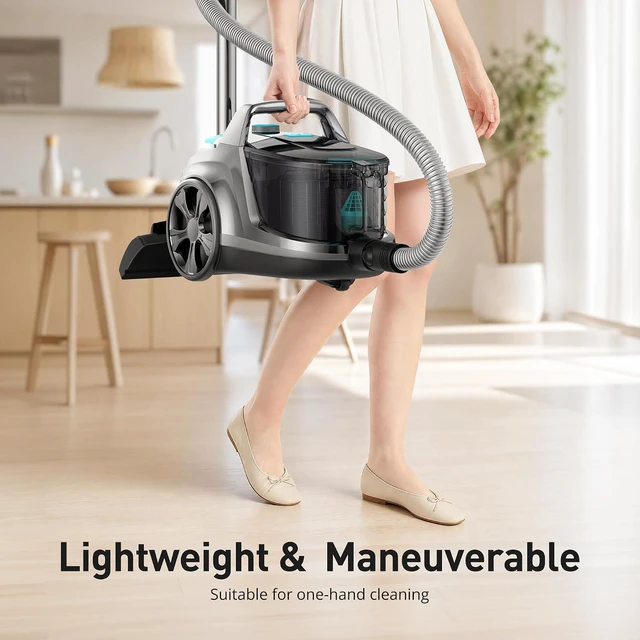 Alt view image 6 of 6 - Canister Vacuum Cleaner, 1600W 40Kpa Bagless HEPA Vacuum