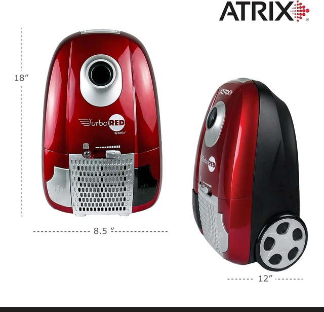 Alt view image 6 of 7 - Atrix Turbo Red AHC-1 HEPA Canister Vacuum Cleaner Powerful 1,400W Variable Speed Motor, Lightweight 6-Quart Bag Design, 3-Stage Filtration, Telescopic Wand, Full Bag Indicator & Accessory Kit
