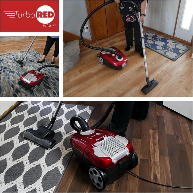 Alt view image 7 of 7 - Atrix Turbo Red AHC-1 HEPA Canister Vacuum Cleaner Powerful 1,400W Variable Speed Motor, Lightweight 6-Quart Bag Design, 3-Stage Filtration, Telescopic Wand, Full Bag Indicator & Accessory Kit