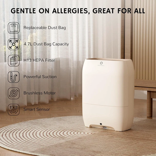 Alt view image 5 of 7 - AIRTHEREAL T1 Plus Touchless Vacuum, 6-Pack Dust Bags, 20Kpa, 3 Modes