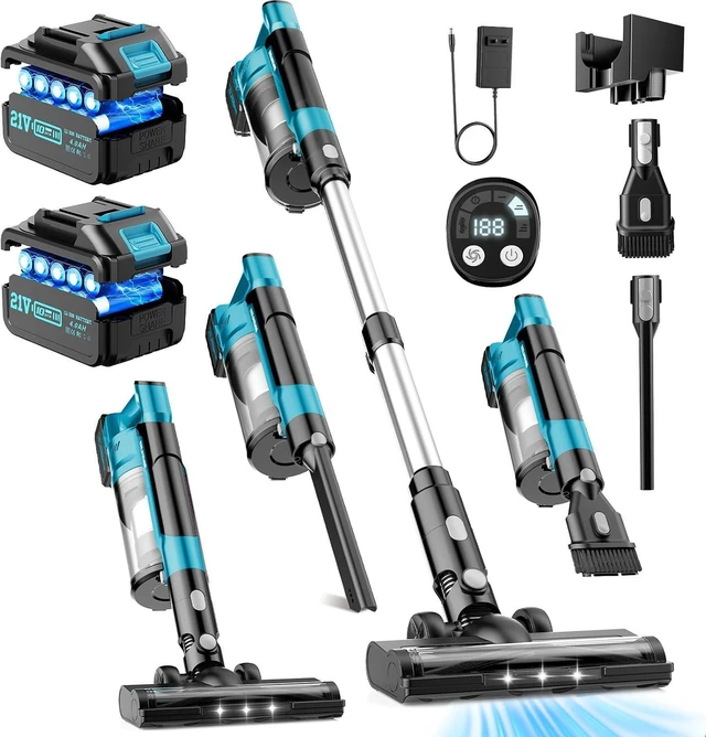 Main image of 700W Cordless Vacuum Cleaners for Home with 2*Battery 8000mAh,Brushless Rechargeable Stick Vacuum with 3 Mode, 6 in 1 Portable Handheld Cordless Vacuum for Pet Hair/Hardwood Floor/Dorm