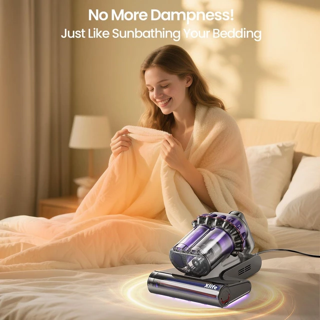 Alt view image 2 of 7 - Xlife Mattress Vacuum, Bed Vacuum Cleaner with 2 Roller Brushes for Pet Hair, 253.7nm UV-C Light, 140F° Heating, 550W 16KPA Suction, HEPA Filter Couch Vauum for Bed, Sofa, Pillow, Baby Crib