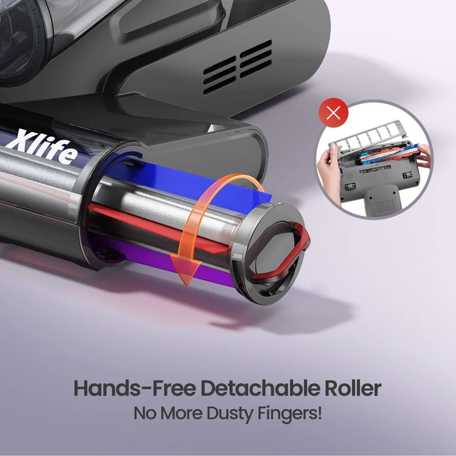 Alt view image 6 of 7 - Xlife Mattress Vacuum, Bed Vacuum Cleaner with 2 Roller Brushes for Pet Hair, 253.7nm UV-C Light, 140F° Heating, 550W 16KPA Suction, HEPA Filter Couch Vauum for Bed, Sofa, Pillow, Baby Crib