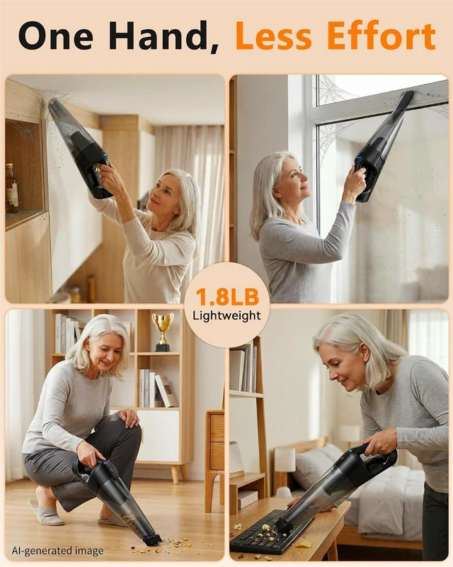 Alt view image 3 of 7 - 15-Min Fast Cleaning 120 Room Handheld Vacuum Cordless: 18-36 Mins Runtime