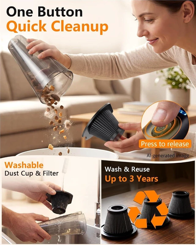 Alt view image 6 of 7 - 15-Min Fast Cleaning 120 Room Handheld Vacuum Cordless: 18-36 Mins Runtime