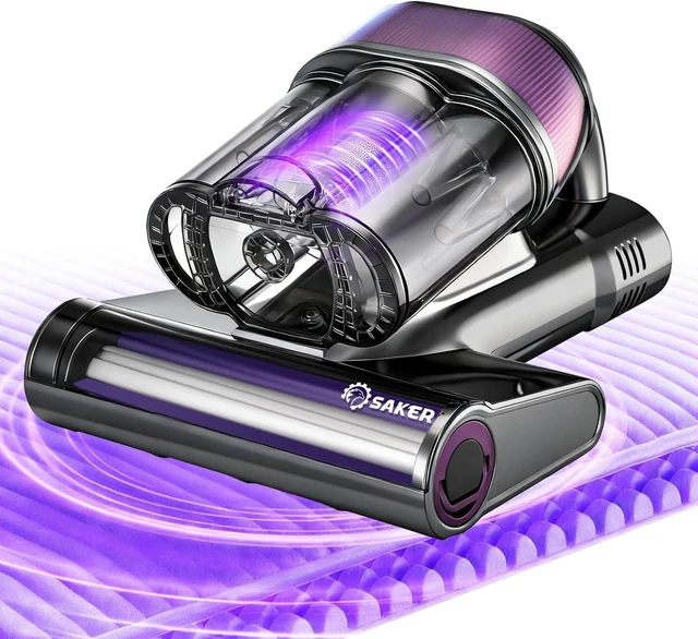 Main image of Saker Mattress Vacuum Cleaner, Handheld Bed Vacuum Cleaner with 16KPa Suction UVC Light, 140°F Heated Air, HEPA Filter, Aroma Function, 16.4FT Cord for Cleaning Bed, Sofa, and Couch