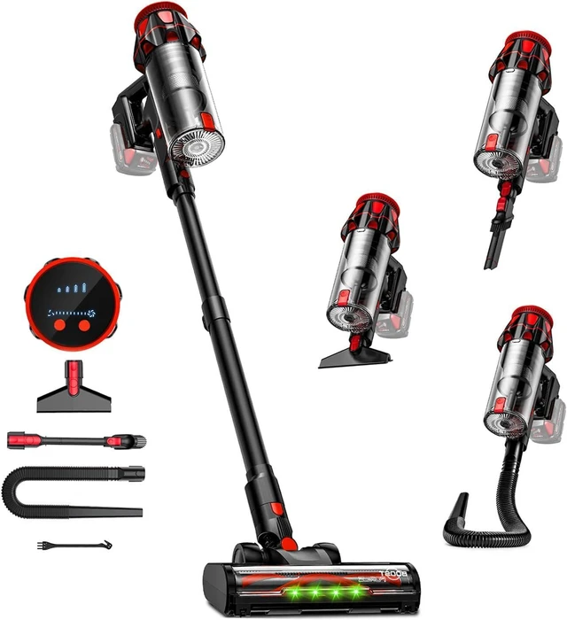 Main image of Cordless Vacuum Cleaner for Milwaukee Battery, 45KPA 400W Self-Standing Stick Vacuum with Green Dust Light, Anti-Tangle Brush Lightweight Vacuum for Home, Garage, Workshop, Pet(Battery Not Included)