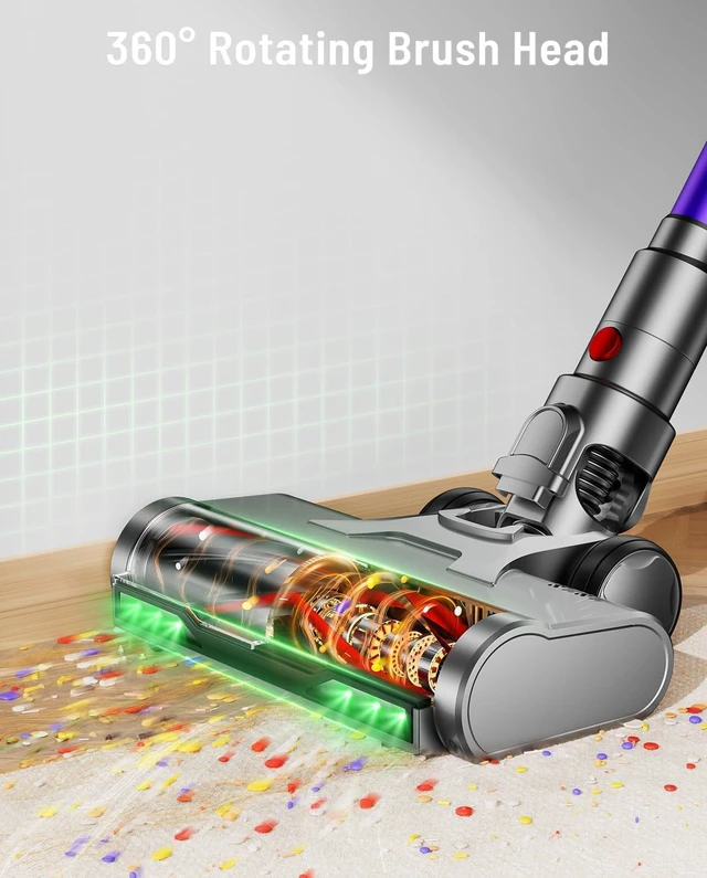 Alt view image 6 of 7 - Cordless Vacuum Cleaner, 650W 55KPA 75Min Powerful Vacuum Cleaners for Home, Self-Standing Stick Vacuum Cordless Rechargeable/ Anti-Tangle/OLED Screen/1.8L Cup for Home Pet Hair/Carpet/Hardwood Floor