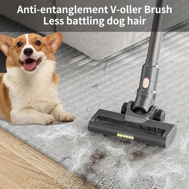 Alt view image 4 of 7 - Mojojo Cordless Stick Vacuum Cleaner, 23KPa Handheld Rechargeable Battery Lightweight Small Silver Gray Electirc Broom, 55Mins Runtime for Home Hard Floor Carpet Pet Hair Cleaning