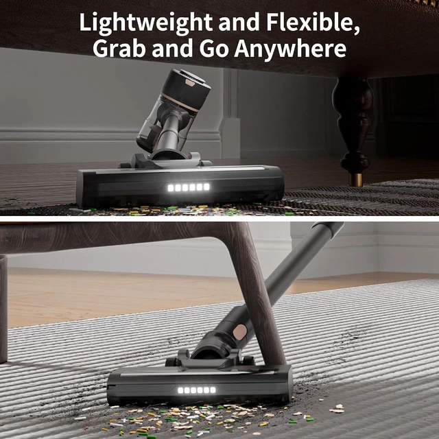 Alt view image 6 of 7 - Mojojo Cordless Stick Vacuum Cleaner, 23KPa Handheld Rechargeable Battery Lightweight Small Silver Gray Electirc Broom, 55Mins Runtime for Home Hard Floor Carpet Pet Hair Cleaning