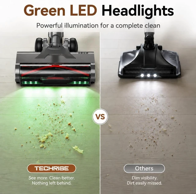Alt view image 5 of 7 - TechRise Cordless Vacuum Cleaner 650W 55KPa 70-Mins with LED Headlight
