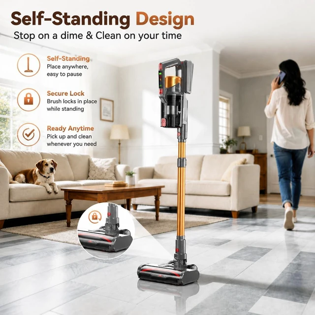 Alt view image 7 of 7 - TechRise Cordless Vacuum Cleaner 650W 55KPa 70-Mins with LED Headlight