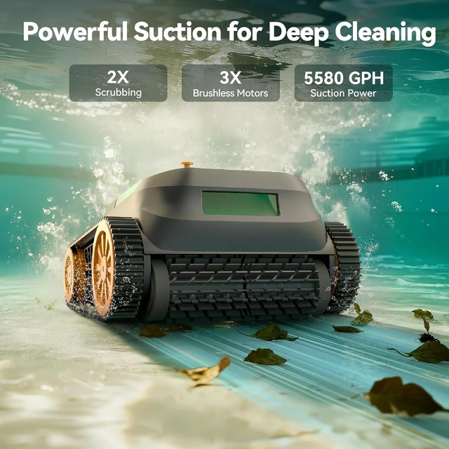 Alt view image 2 of 7 - S5 Cordless Pool Vacuum Robot, with 5580 GPH Suction, Smart Navigation, Wall Cleaning, 180 Mins Runtime, Directional Return, Pool Cleaner for Inground and Above Ground Pools up to 3,229 Sq. Ft