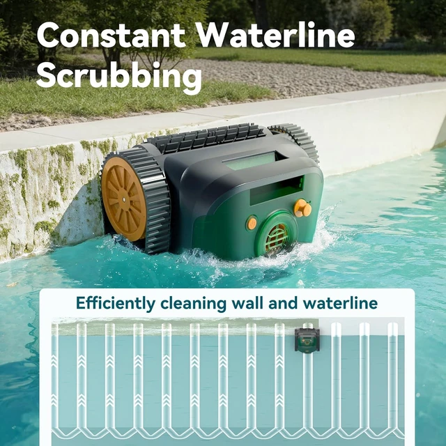 Alt view image 3 of 7 - S5 Cordless Pool Vacuum Robot, with 5580 GPH Suction, Smart Navigation, Wall Cleaning, 180 Mins Runtime, Directional Return, Pool Cleaner for Inground and Above Ground Pools up to 3,229 Sq. Ft
