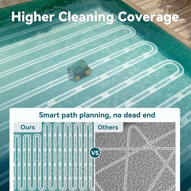 Alt view image 4 of 7 - S5 Cordless Pool Vacuum Robot, with 5580 GPH Suction, Smart Navigation, Wall Cleaning, 180 Mins Runtime, Directional Return, Pool Cleaner for Inground and Above Ground Pools up to 3,229 Sq. Ft