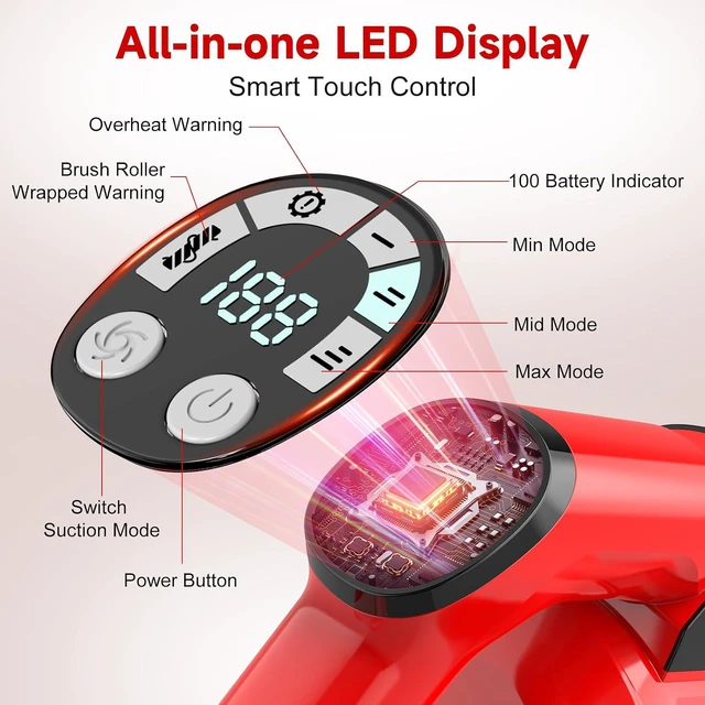 Alt view image 6 of 7 - 60kPa Cordless Vacuum Cleaner, 8000mAh Brushless Pet Vacuum, 6 in 1 Lightweight Stick Vacuum with 2L Dust Cup, 3 Suction Modes, 700W Portable Handheld Cordless Vacuum for Pet Hair/Hardwood Floor/Dorm