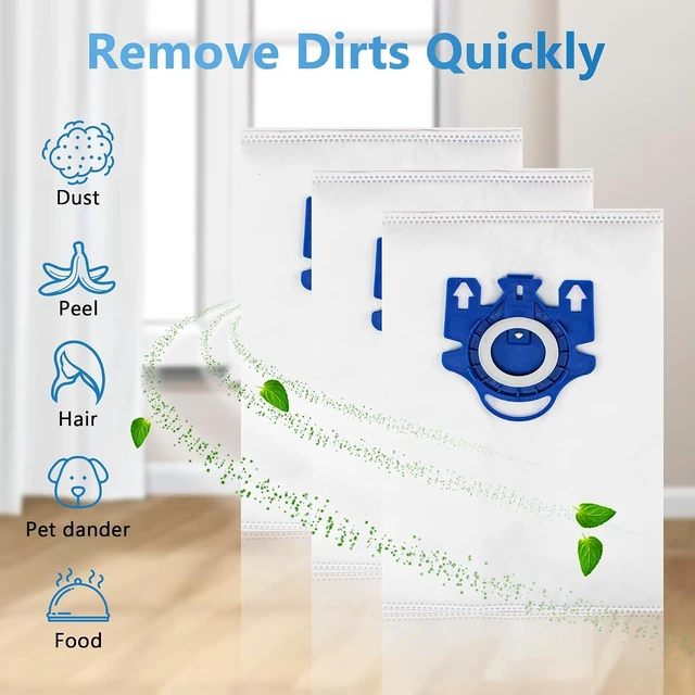 Alt view image 5 of 7 - Improvedhand 10 Packs 3D Airclean Bags Replacement for Miele GN Vacuum Cleaner Bags Fit for Miele Classic C2 C3 S2 S5 S8 S400 Series with Motor Protection Filters, AirClean Filters