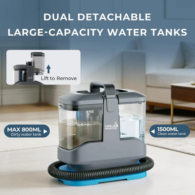 Alt view image 7 of 7 - Hausmeister Hydroflex Pro Portable Carpet Cleaner and Pet Stain Remover, Upholstery Spot Cleaner Machine for Couch, Car Interior, Deep Cleaning Vacuum (Machine + 1 Solution & multi attachments)