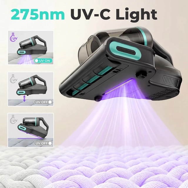 Alt view image 3 of 7 - HAUSHOF Cordless Mattress Vacuum Cleaner, 17kPa, 2 Suction Modes