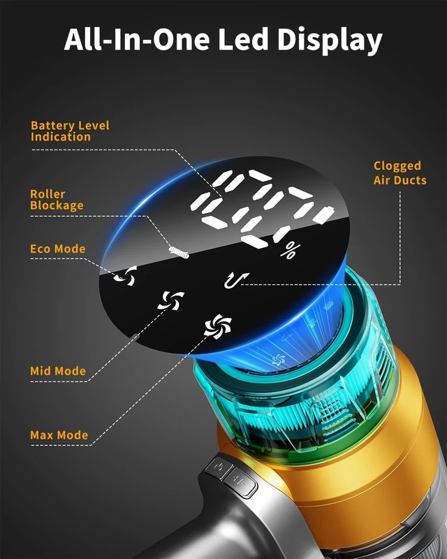 Alt view image 5 of 7 - MBYULO Cordless Vacuum Cleaner for Home 600W 60Kpa Upgraded Powerful Stick Vacuum Up to 75Mins, Anti-Tangle & Wall Mount Charging, 8 in 1 Lightweight Vacuum Cleaners for Home/Pet Hair/Carpets/Floors