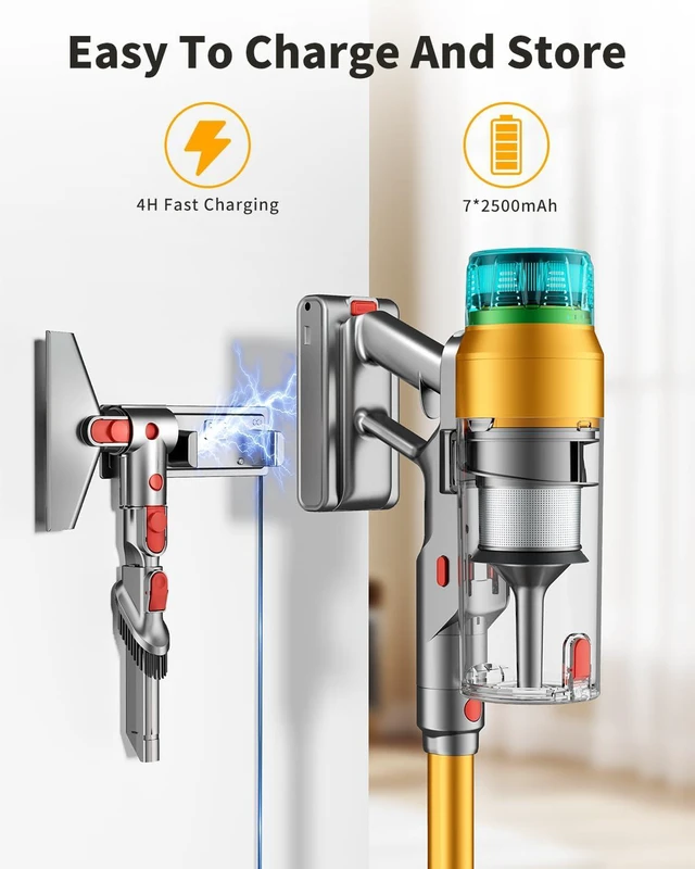 Alt view image 6 of 7 - MBYULO Cordless Vacuum Cleaner for Home 600W 60Kpa Upgraded Powerful Stick Vacuum Up to 75Mins, Anti-Tangle & Wall Mount Charging, 8 in 1 Lightweight Vacuum Cleaners for Home/Pet Hair/Carpets/Floors