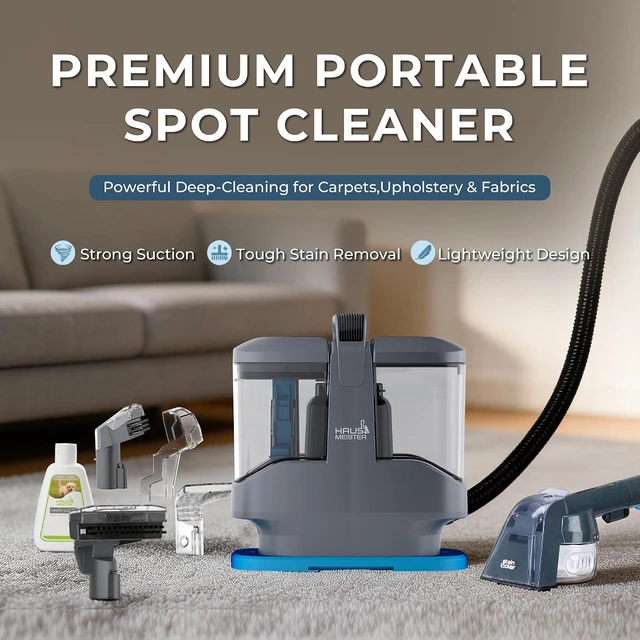 Alt view image 2 of 7 - Hausmeister Hydroflex Pro Portable Carpet Cleaner and Pet Stain Remover, Upholstery Spot Cleaner Machine for Couch, Car Interior, Deep Cleaning Vacuum (Machine + 1 Solution & multi attachments)