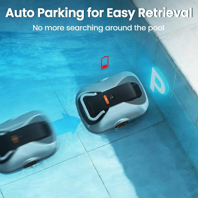 Alt view image 7 of 7 - Robotic Pool Cleaner, 200-Min Cordless Pool Vacuum for Above Ground & Inground Pools up to 2500 Sq.ft, Automatic Pool Vacuum Robot for Leaves & Dirt, Powerful Suction Self-Parking (Butter)