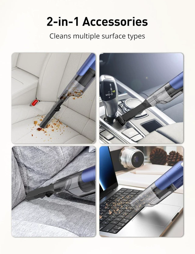 Alt view image 4 of 7 - Cordless Handheld Vacuum, 24KPA, 1.8 lb, 2-Speed, Car, Pet