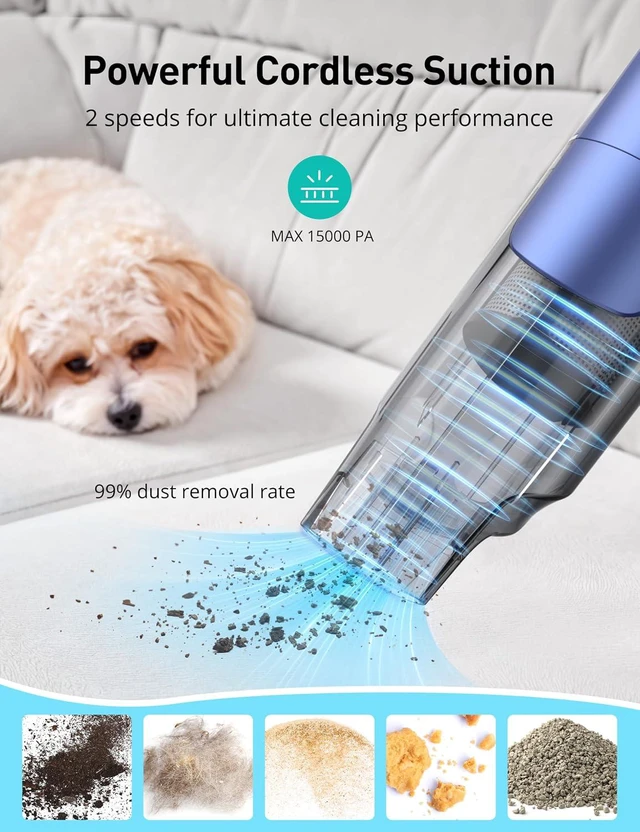 Alt view image 3 of 7 - Cordless Handheld Vacuum, 24KPA, 1.8 lb, 2-Speed, Car, Pet