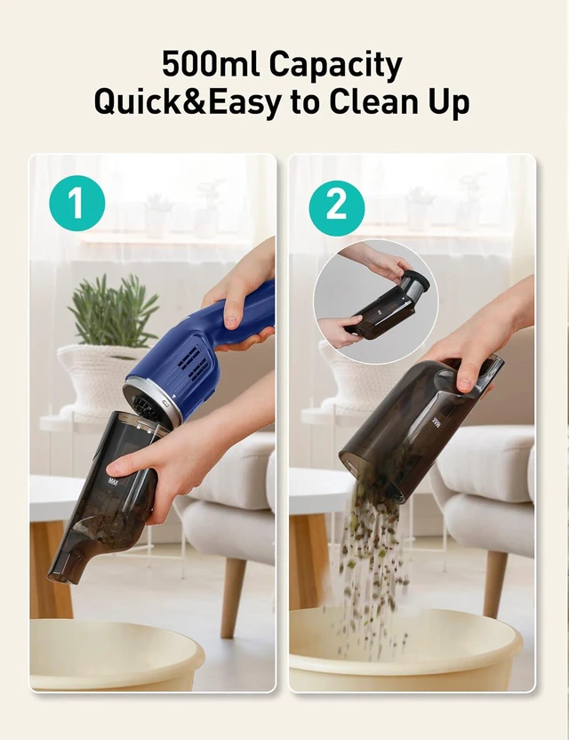 Alt view image 6 of 7 - Cordless Handheld Vacuum, 24KPA, 1.8 lb, 2-Speed, Car, Pet