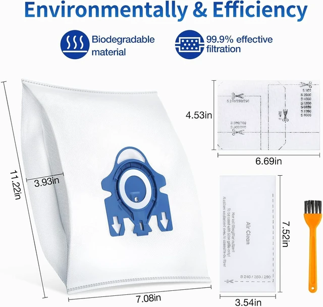 Alt view image 2 of 7 - Rowhalf 12 Pack 3D Airclean Dust Bags for Miele GN C1 C2 C3 S2 S5 S8 Vacuum