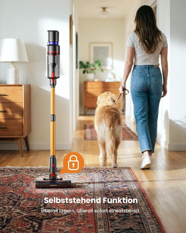 Alt view image 3 of 7 - Cordless Vacuum Cleaner,600W 50KPA 70Mins Runtime for Home, Self-Standing Stick Vacuum with LED Display, Anti-Tangle, 8-in-1 Lightweight Vacuum for Pet Hair, Carpet, Hard Floor