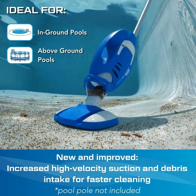Alt view image 2 of 7 - NEW 2026 POOL BLASTER Max Cordless Pool Vacuum for Inground & Above Ground Pools, More Suction Power, 60 Min Runtime, Omni-Directional Rollers, Easy Charging, Handheld, Rechargeable Pool Cleaner Vac