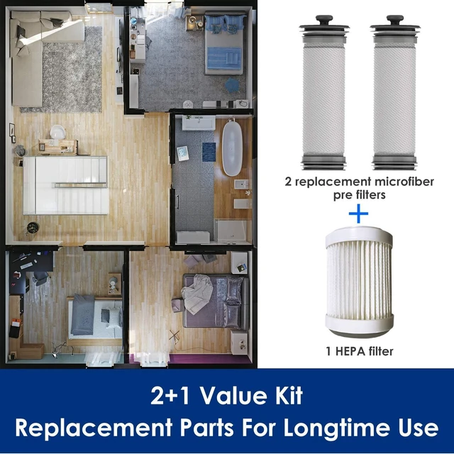Alt view image 4 of 7 - Tineco Replacement Filter Kit, 2 Pre Filters and 1 HEPA Filter, for A10 & A11 & S10 & S11 & S15 Series Vacuum Cleaner