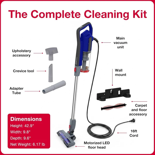 Alt view image 7 of 7 - Koblenz SVK-631 Sagittarius Corded Stick Vacuum Cleaner, 3-in-1