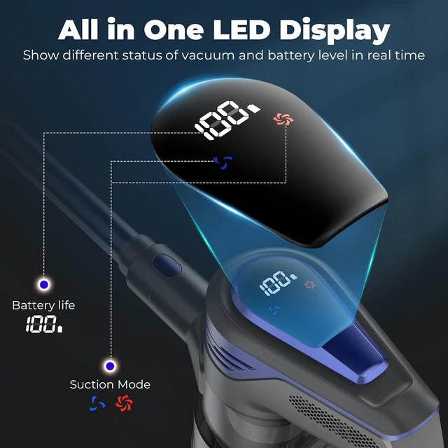 Alt view image 5 of 7 - N16 Cordless Vacuum Cleaner, Lightweight Vacuum Cleaners for Home with Powerful Suction, 2600mAh Battery with 45 Mins Runtime, Rechargeable Stick Vacuum Cordless for Hardwood Floor Carpet Pet Hair